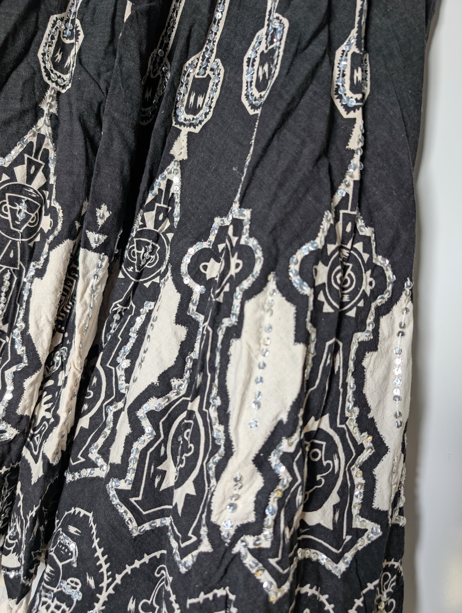 ANITSA Embroidered Sequin Maxi Skirt Black and White Size L — photo 2 of 7