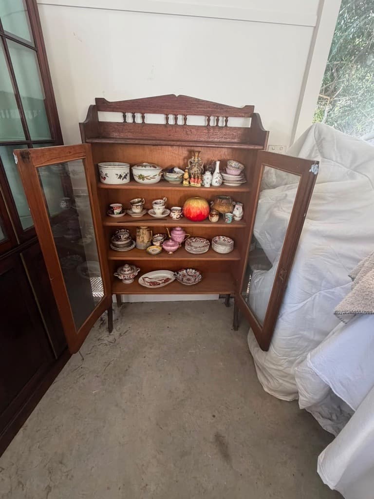 Antique Edwardian Oak Display Cabinet with Glass Doors — photo 4 of 4