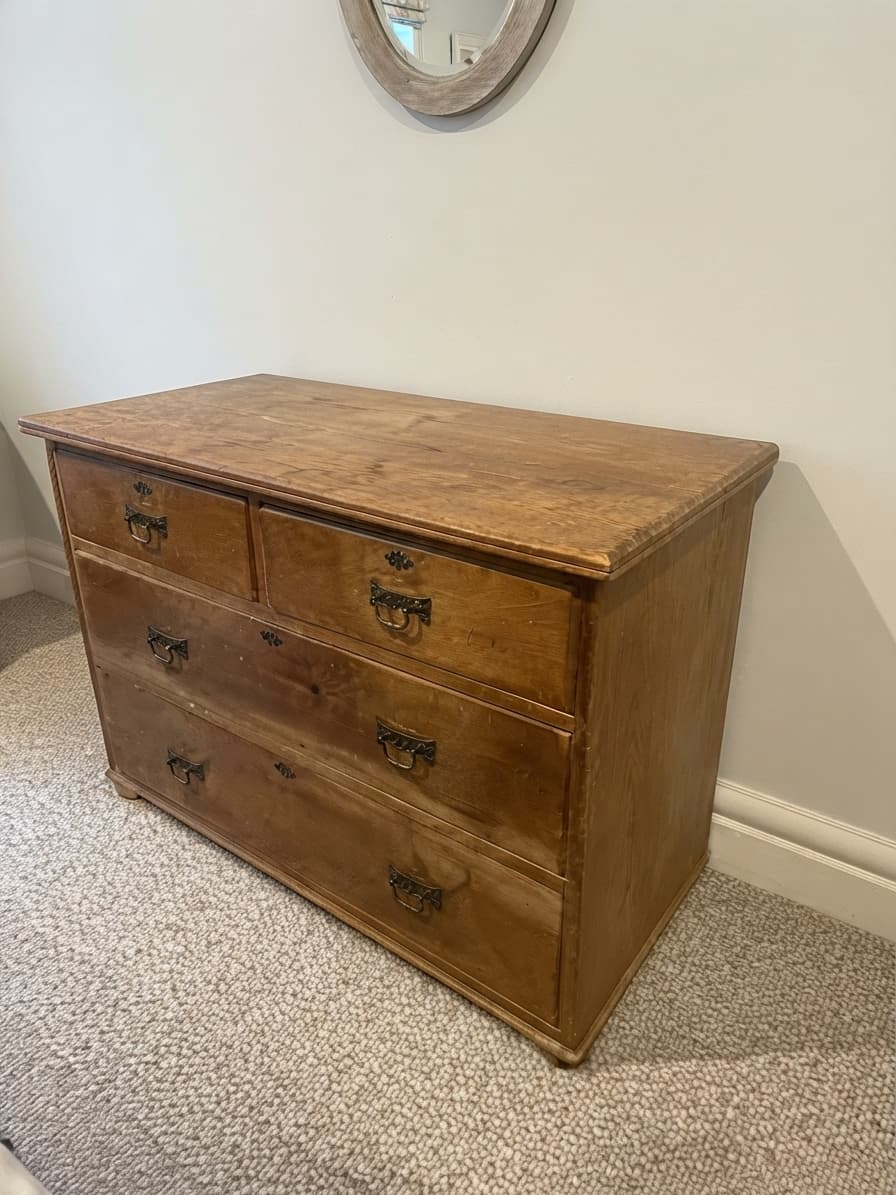 Antique Pine Chest of Drawers Light Brown Wooden Storage Unit — photo 1 of 3