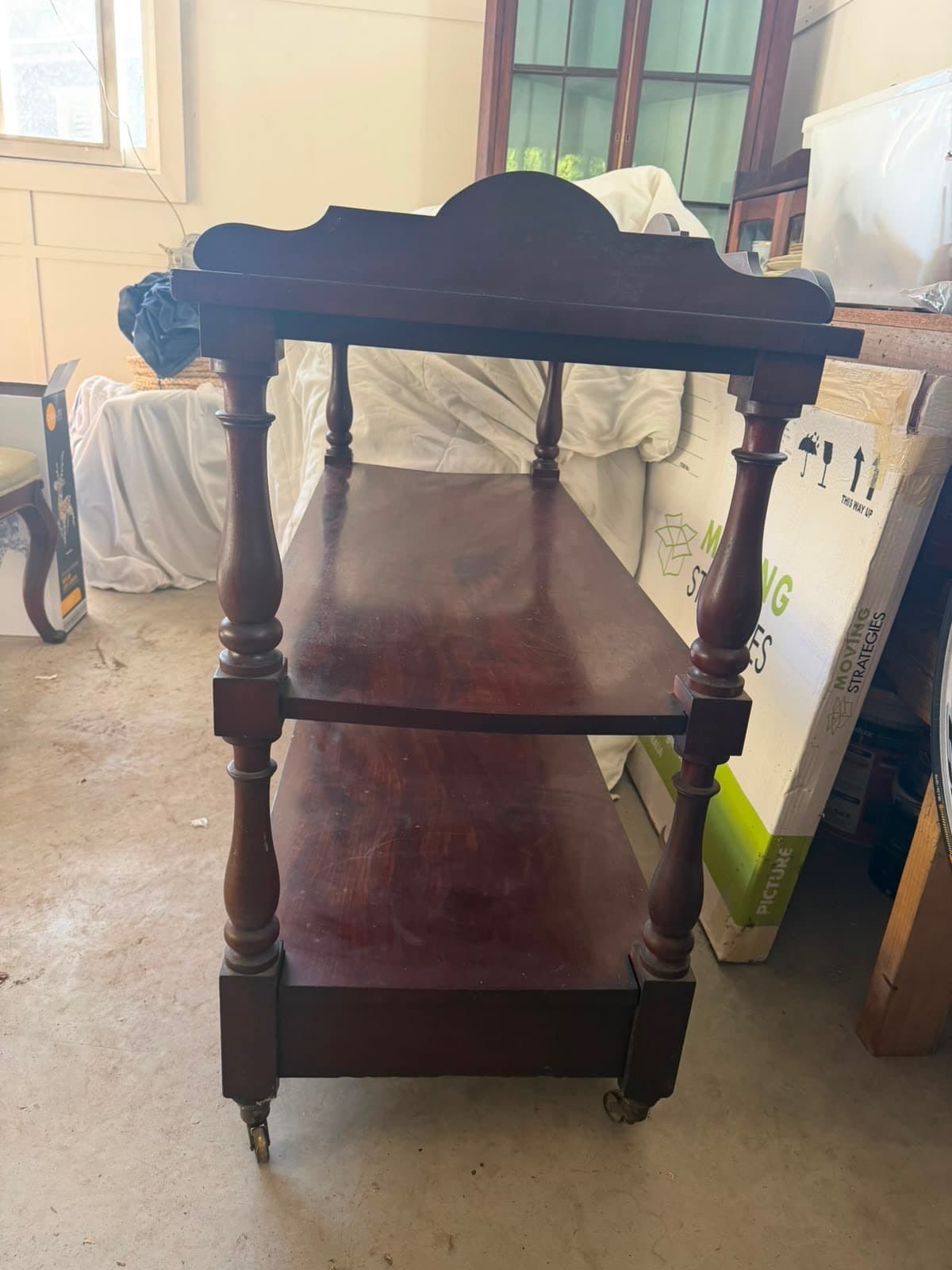 Antique Victorian Mahogany Three-Tier Serving Trolley — photo 5 of 6