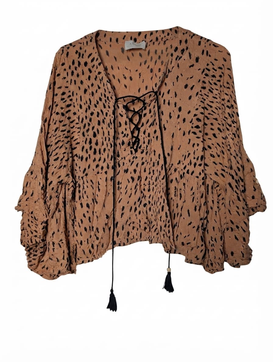 Auguste The Label Animal Print Lace-Up Blouse Size 14 — photo 1 of 8