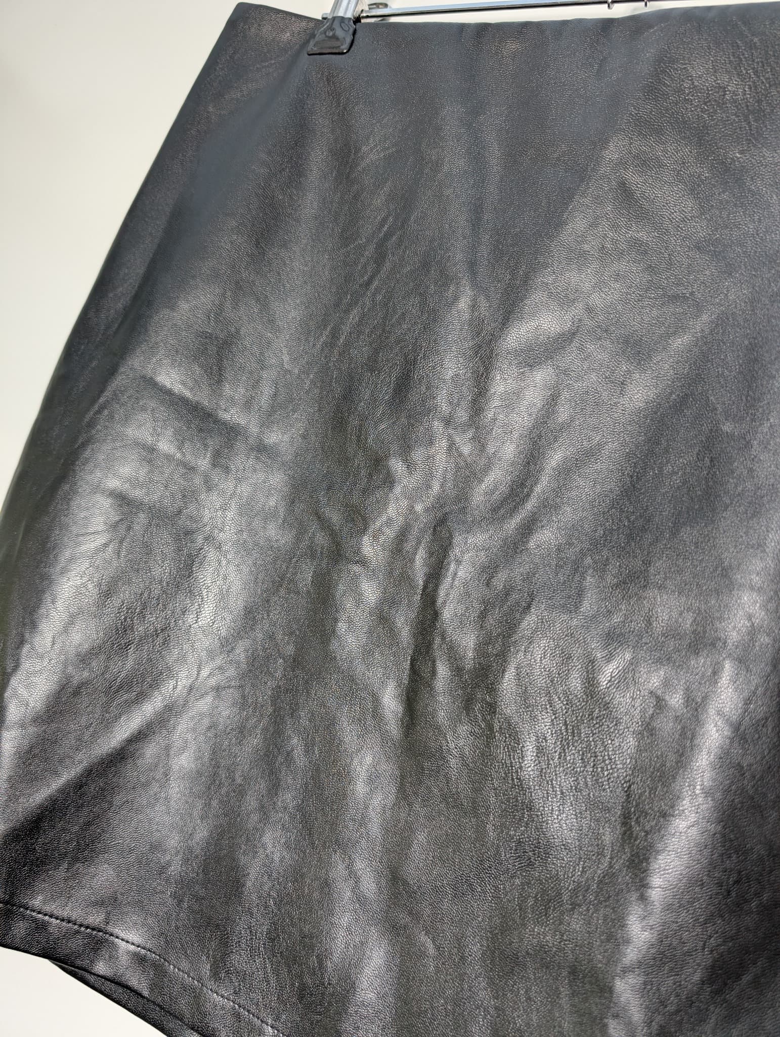 Black Faux Leather Mini Skirt with Side Slit — photo 3 of 3