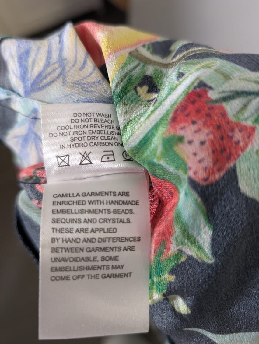 Camilla Parrot and Fruit Print Silk Maxi Dress with Crystal Embellishments — photo 4 of 10