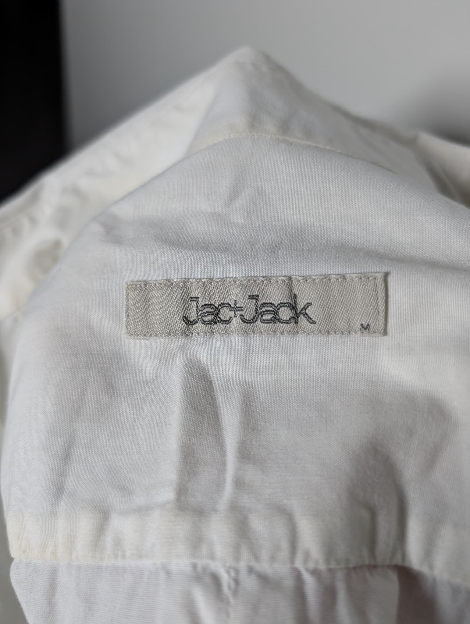Jac+Jack Long Sleeve Button-Down Shirt White Raw Edge Detail Size M — photo 5 of 6