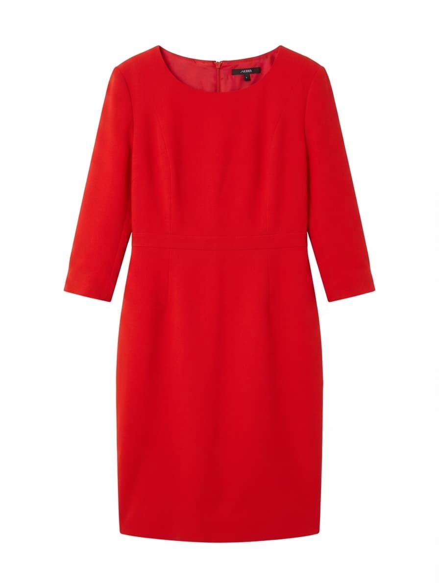 Jaeger Red Sheath Dress 3/4 Sleeve UK 14 — photo 1 of 9