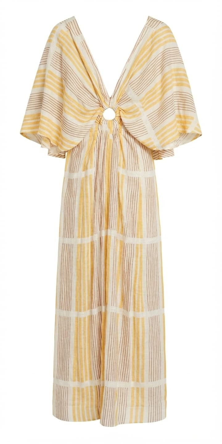 Johanna Ortiz Striped Linen Blend Maxi Dress Size S — photo 1 of 10