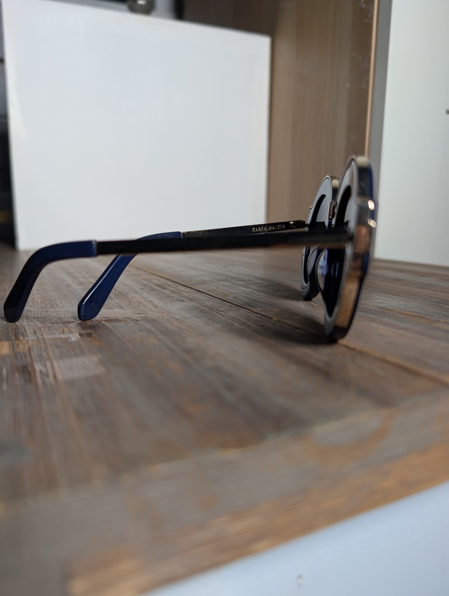 Karen Walker Deep Freeze Sunglasses Navy Blue Round Frames — photo 2 of 5