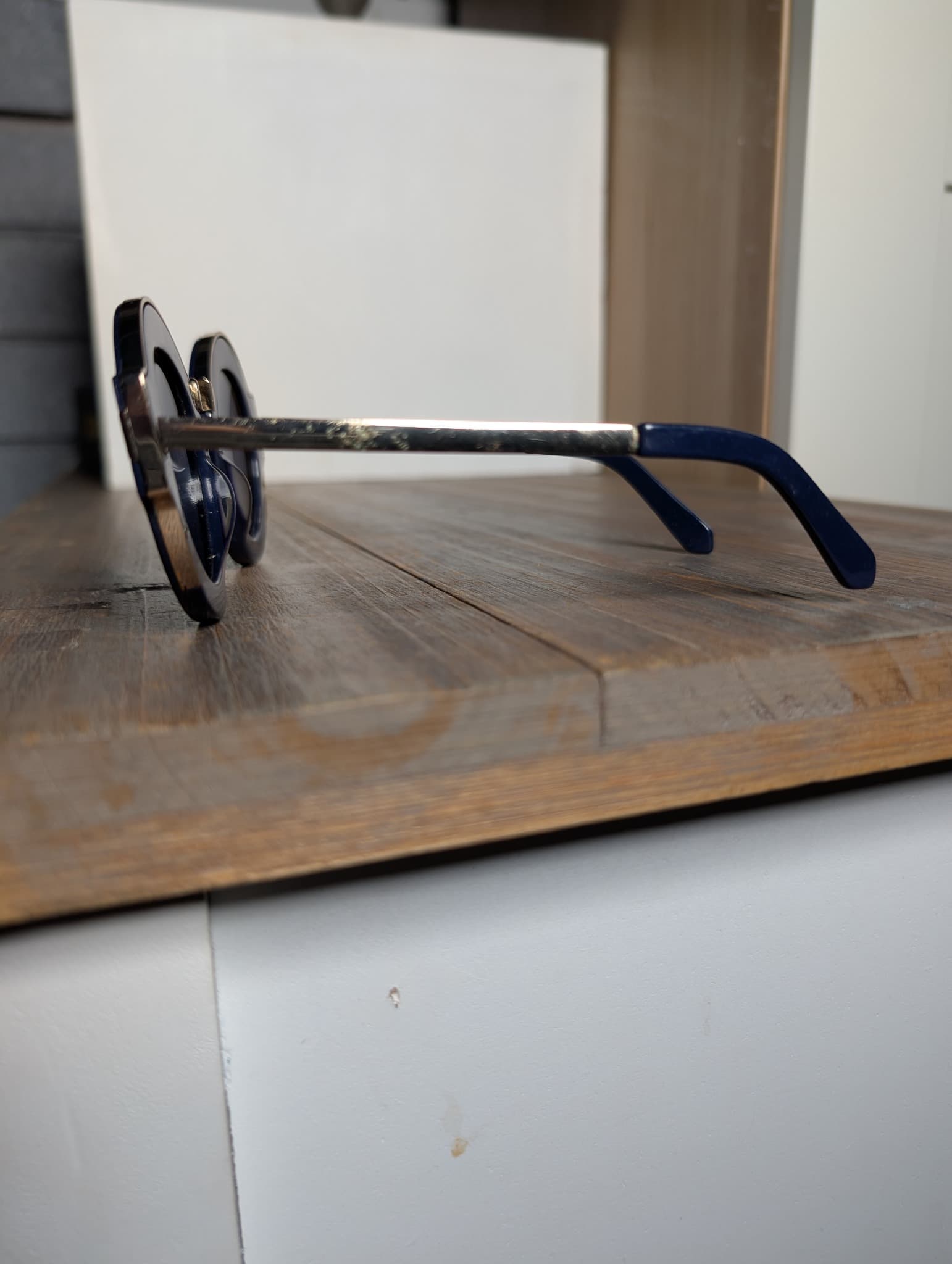 Karen Walker Deep Freeze Sunglasses Navy Blue Round Frames — photo 3 of 5
