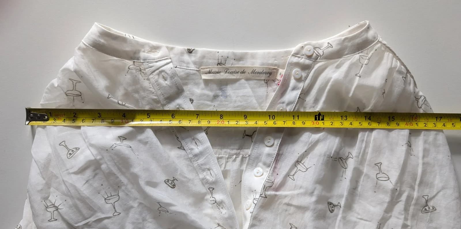 Marie Louise de Monterey White Martini Glass Print Long Sleeve Blouse — photo 7 of 9