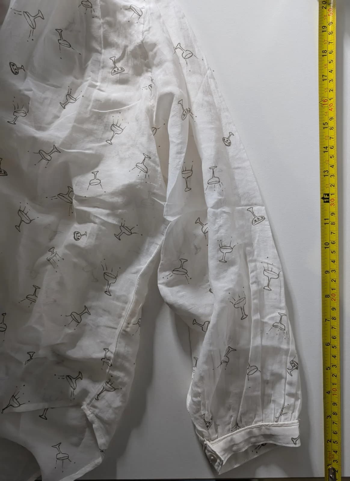 Marie Louise de Monterey White Martini Glass Print Long Sleeve Blouse — photo 8 of 9