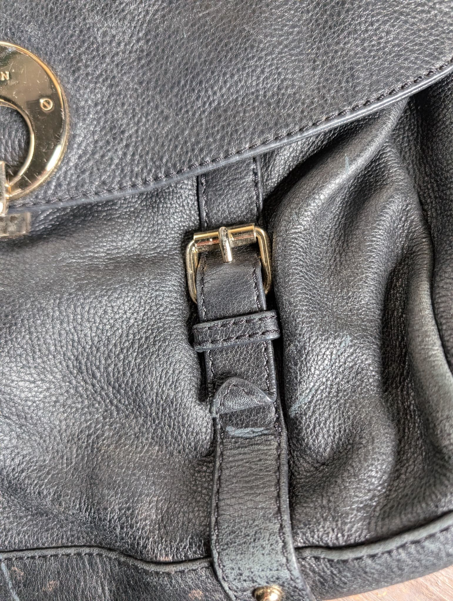 Oroton Leather Satchel Black Gold Hardware — photo 3 of 4