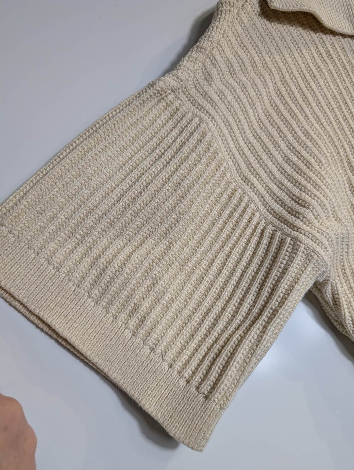 Oroton Ribbed Knit Lace-Up Polo Top Cream Women's Size S — photo 5 of 8