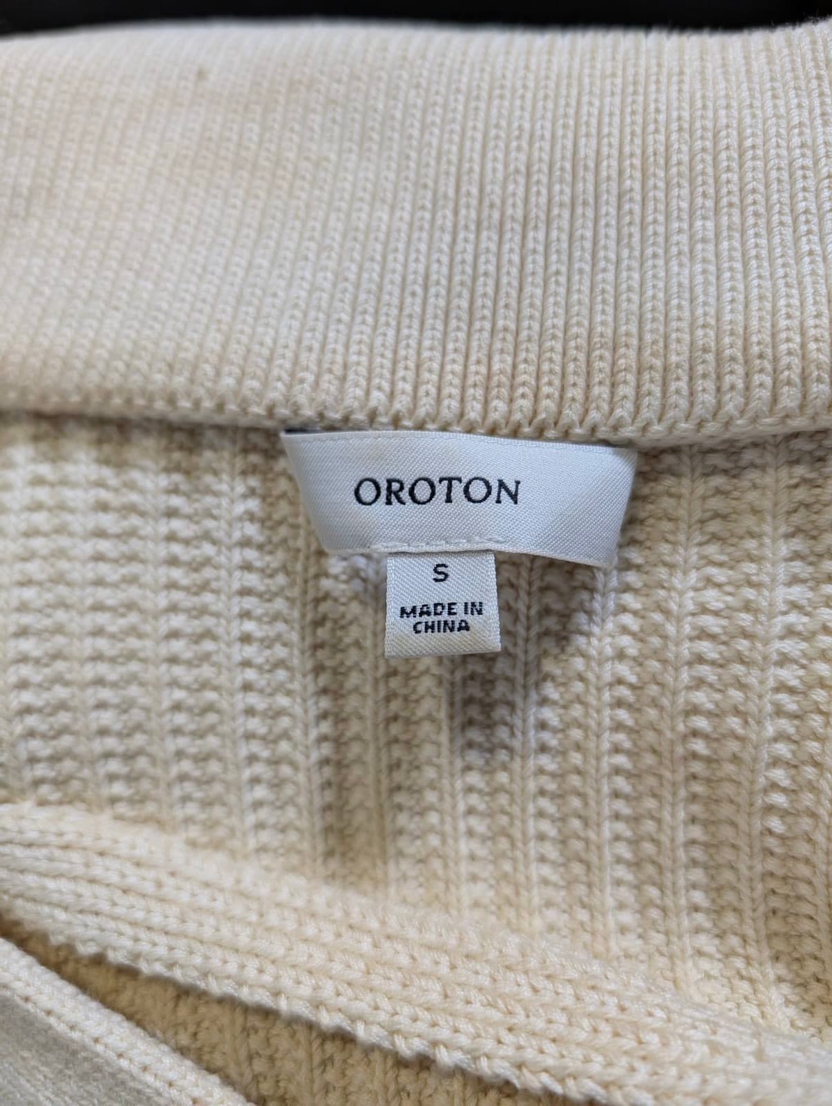 Oroton Ribbed Knit Lace-Up Polo Top Cream Women's Size S — photo 7 of 8