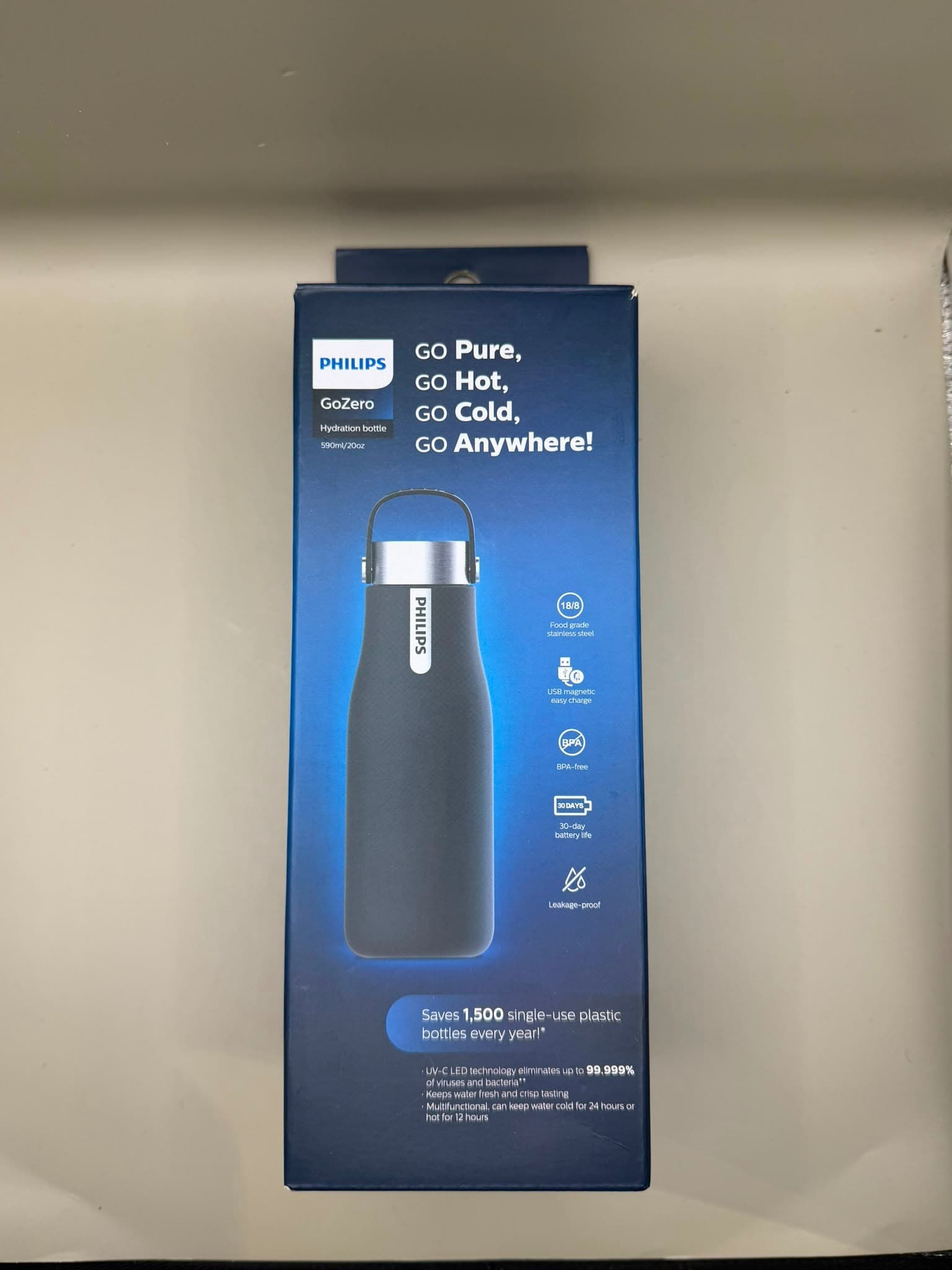 Philips GoZero Smart UV-C Water Bottle 590ml Black — photo 5 of 6