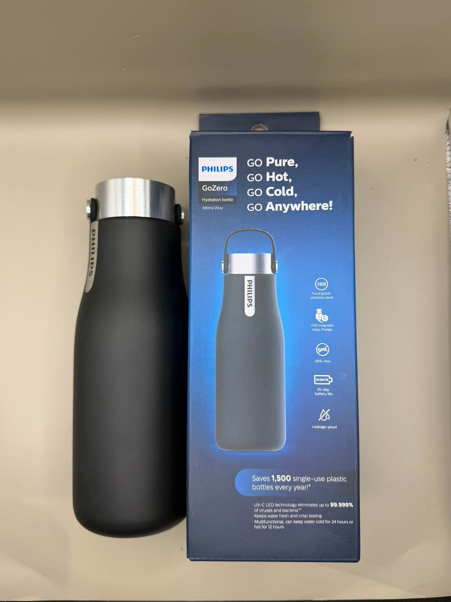Philips GoZero Smart UV-C Water Bottle 590ml Black — photo 6 of 6