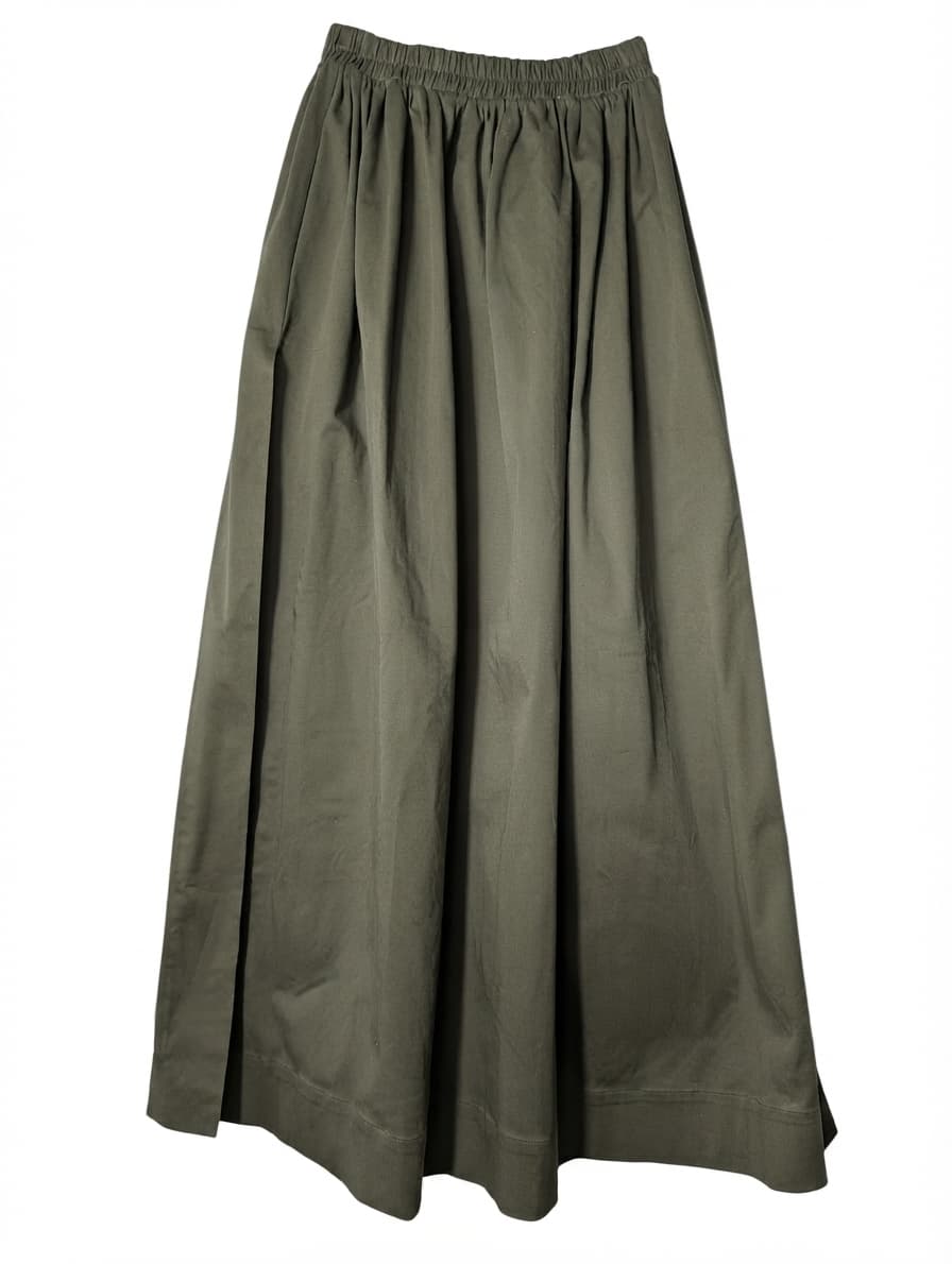 Piece of White Elastic Waist Maxi Skirt Olive Green One Size — photo 1 of 4
