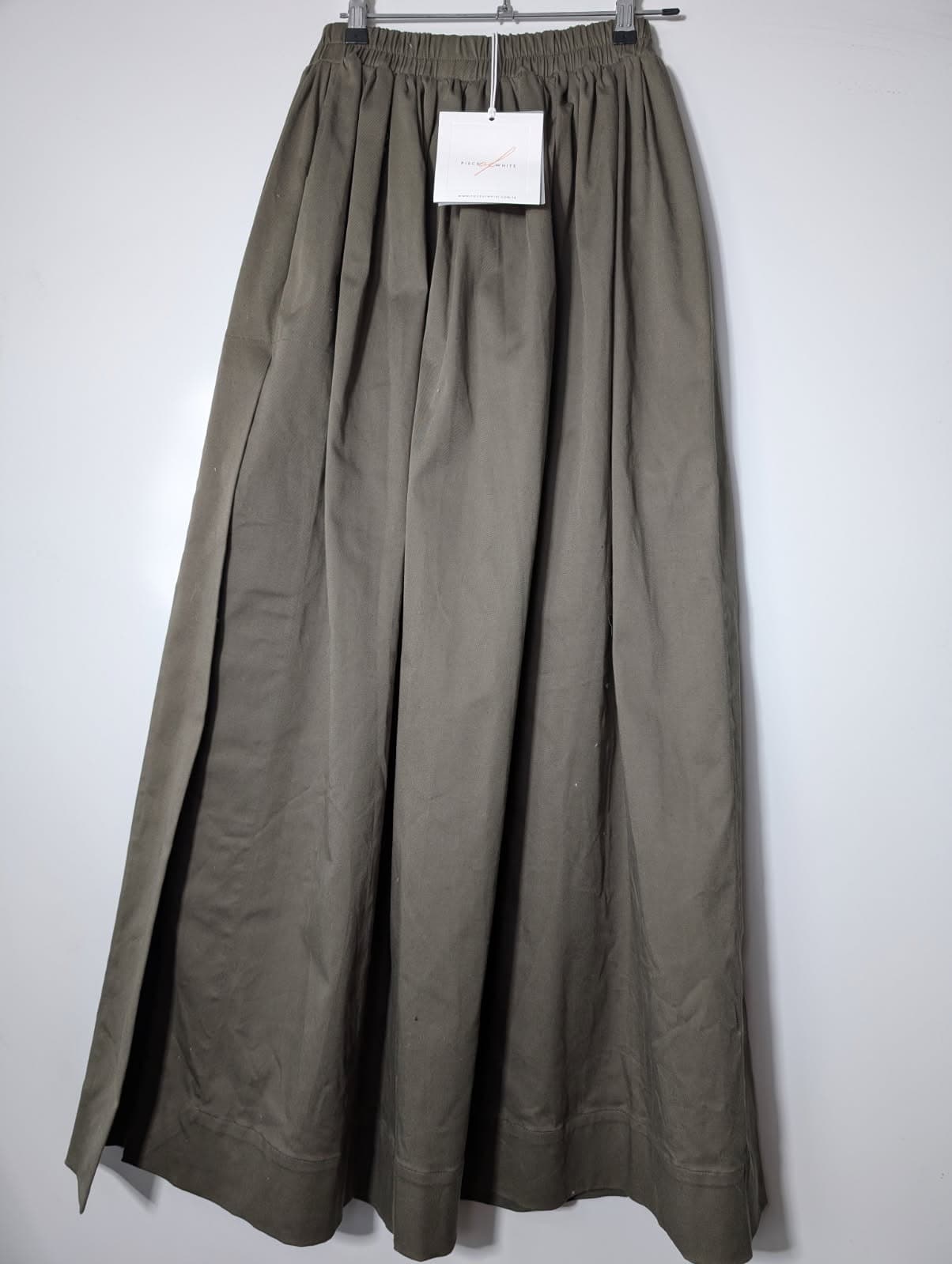 Piece of White Elastic Waist Maxi Skirt Olive Green One Size — photo 3 of 4