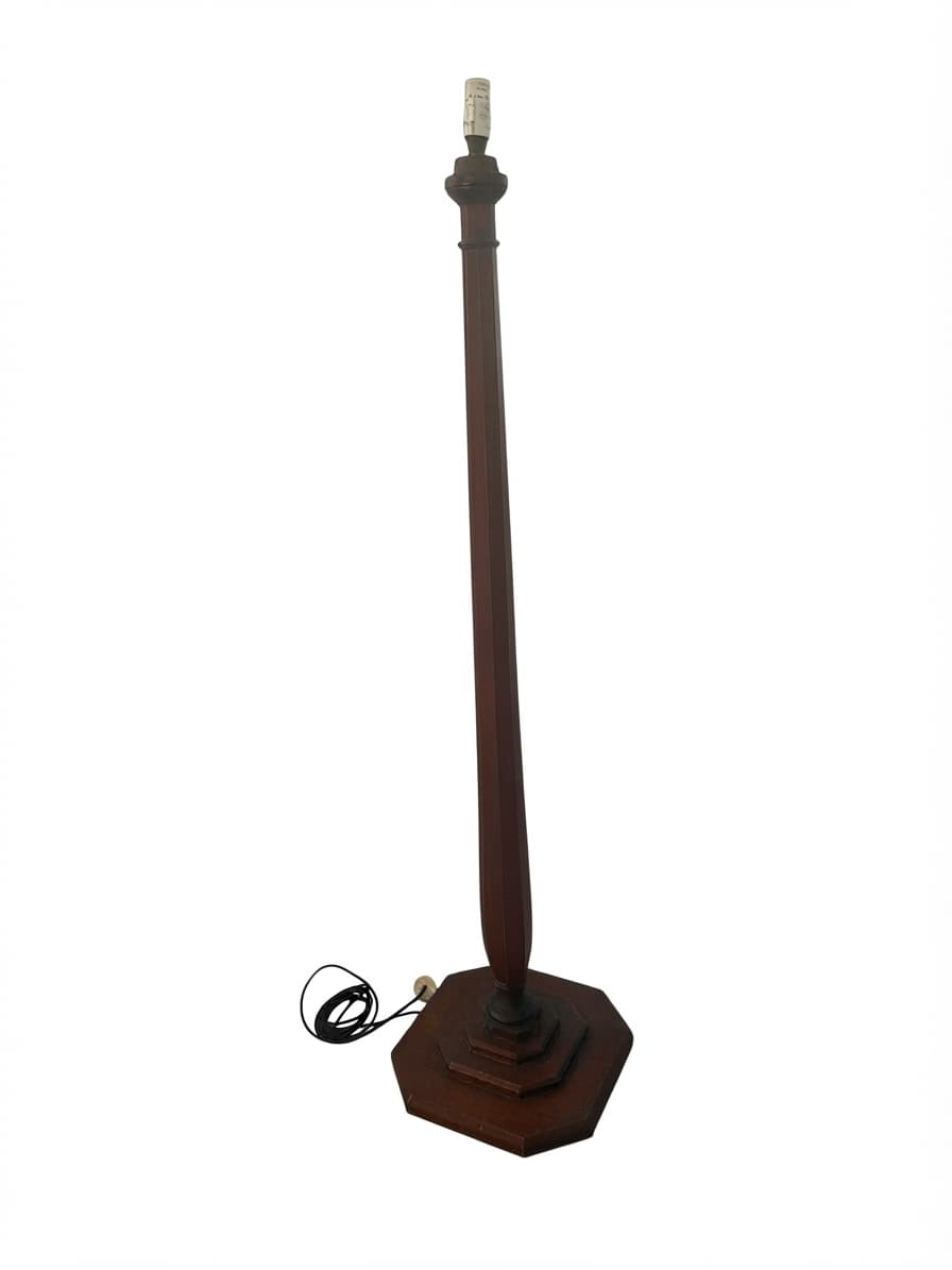 Vintage Floor Lamp Traditional Hexagonal Base Dark Wood