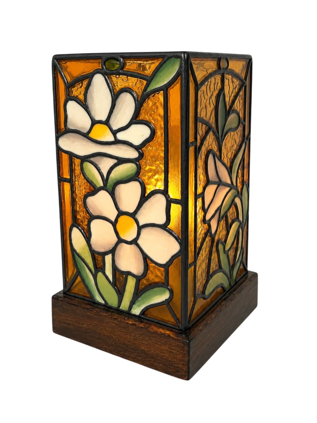 Vintage Leadlight Works Peaston Floral Stained Glass Table Lamp — photo 1 of 8