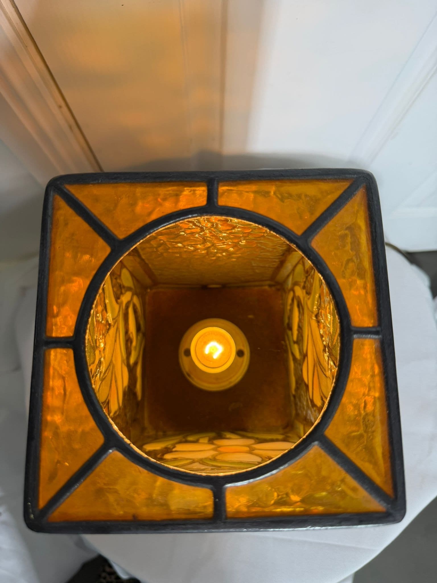 Vintage Leadlight Works Peaston Floral Stained Glass Table Lamp — photo 3 of 8