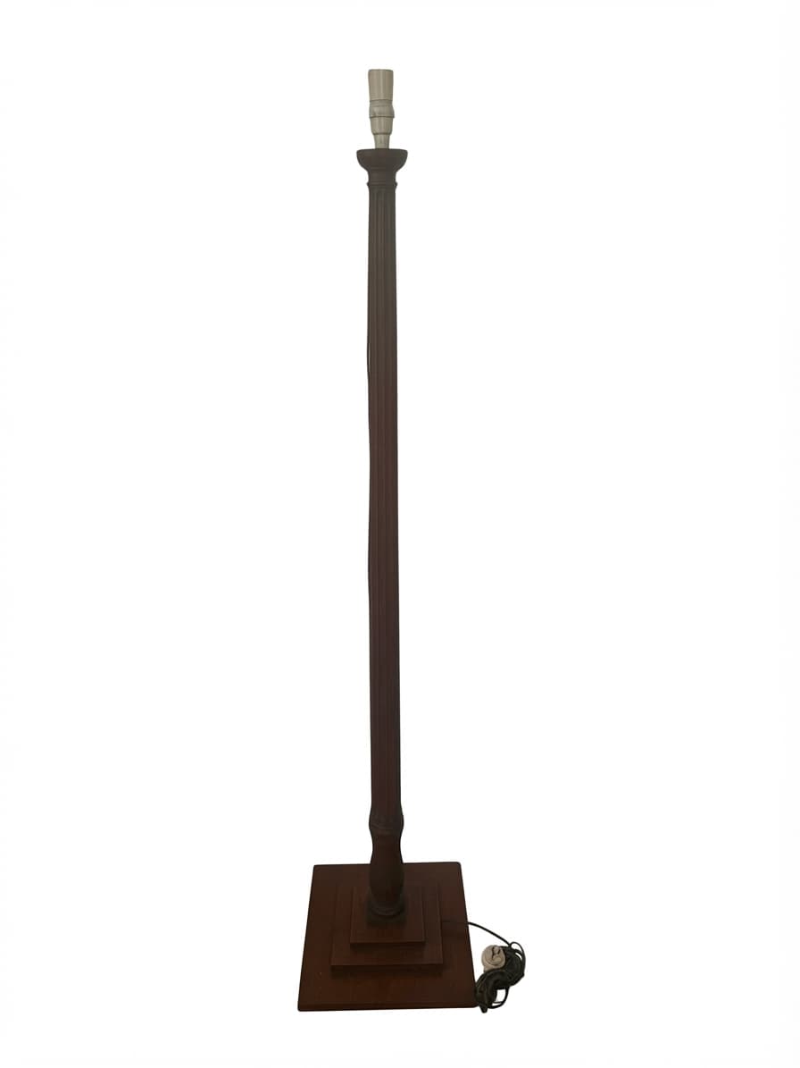 Vintage Turned Wood Floor Lamp Base Dark Timber — photo 1 of 4