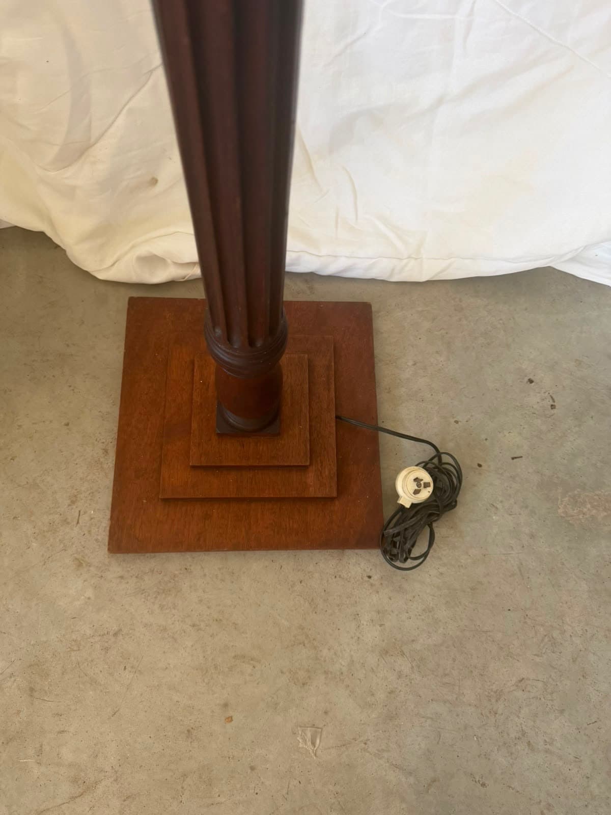 Vintage Turned Wood Floor Lamp Base Dark Timber — photo 4 of 4