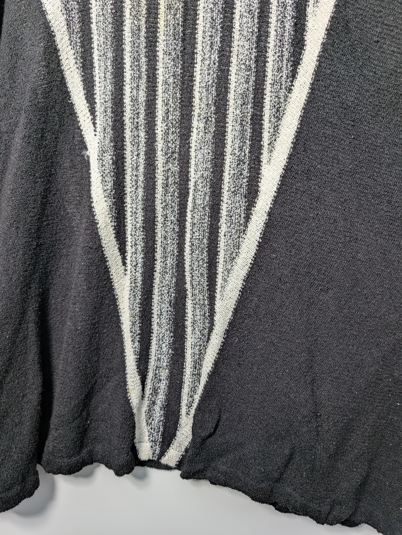 Vivian Chan Shaw Mock Neck Striped Knit Sweater Black Grey — photo 3 of 7