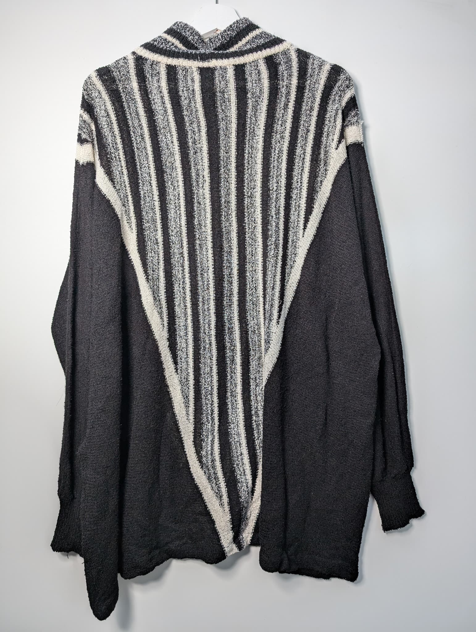 Vivian Chan Shaw Mock Neck Striped Knit Sweater Black Grey — photo 4 of 7