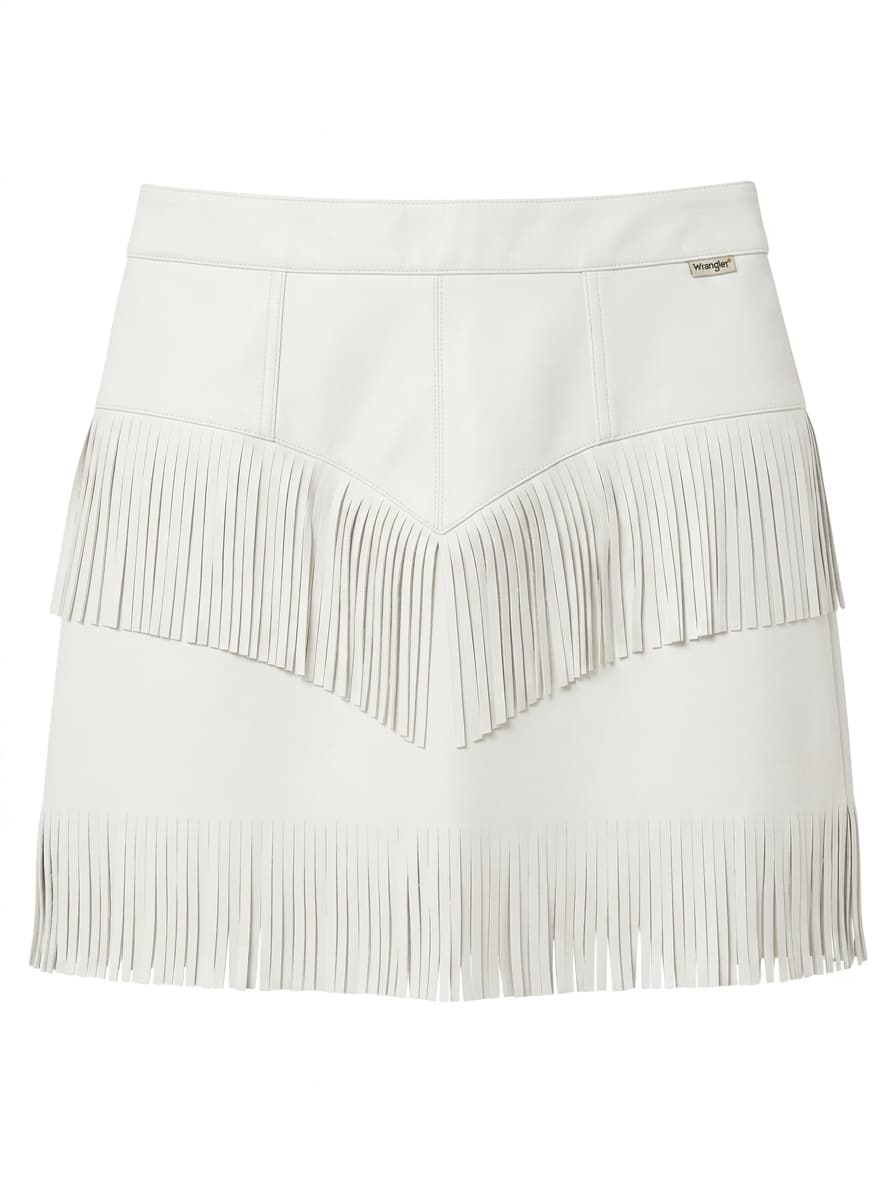 Wrangler White Faux Leather Fringe Mini Skirt - Women's Size 10 — photo 1 of 6