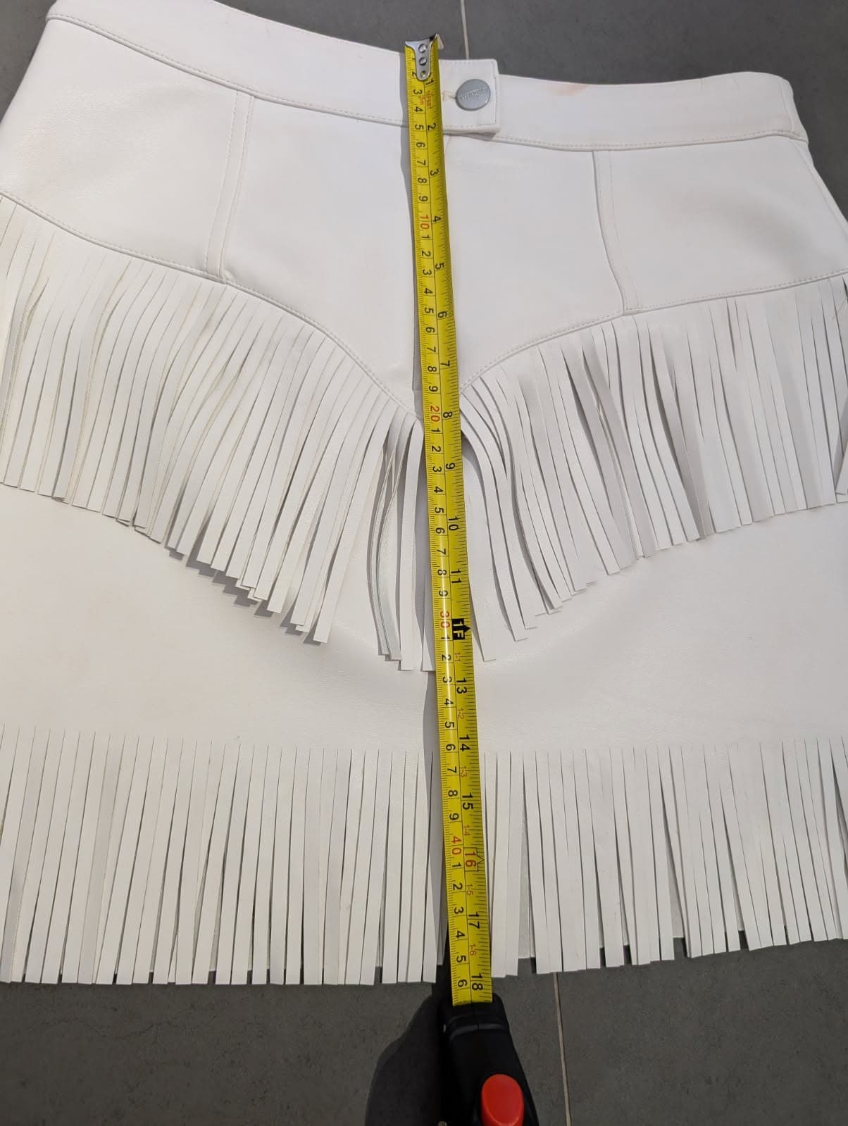 Wrangler White Faux Leather Fringe Mini Skirt - Women's Size 10 — photo 2 of 6
