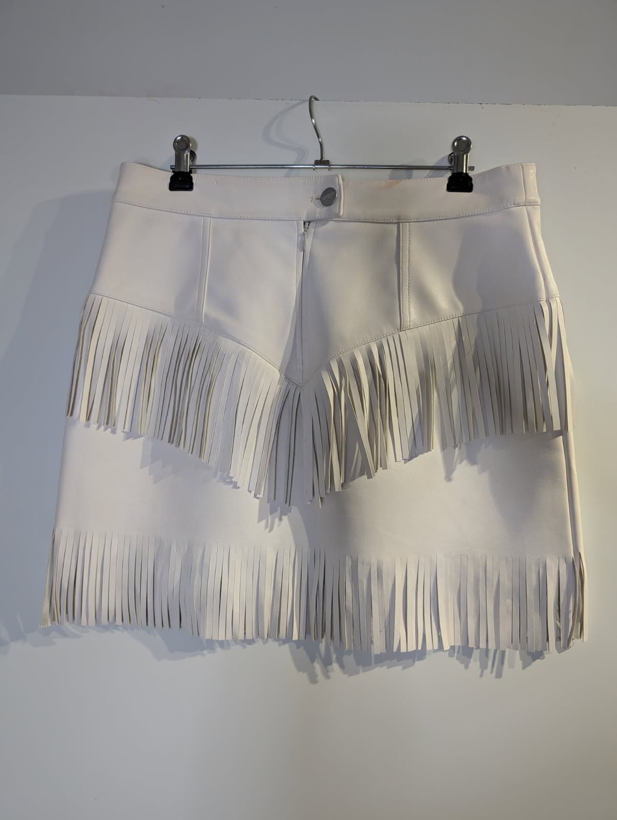 Wrangler White Faux Leather Fringe Mini Skirt - Women's Size 10 — photo 5 of 6
