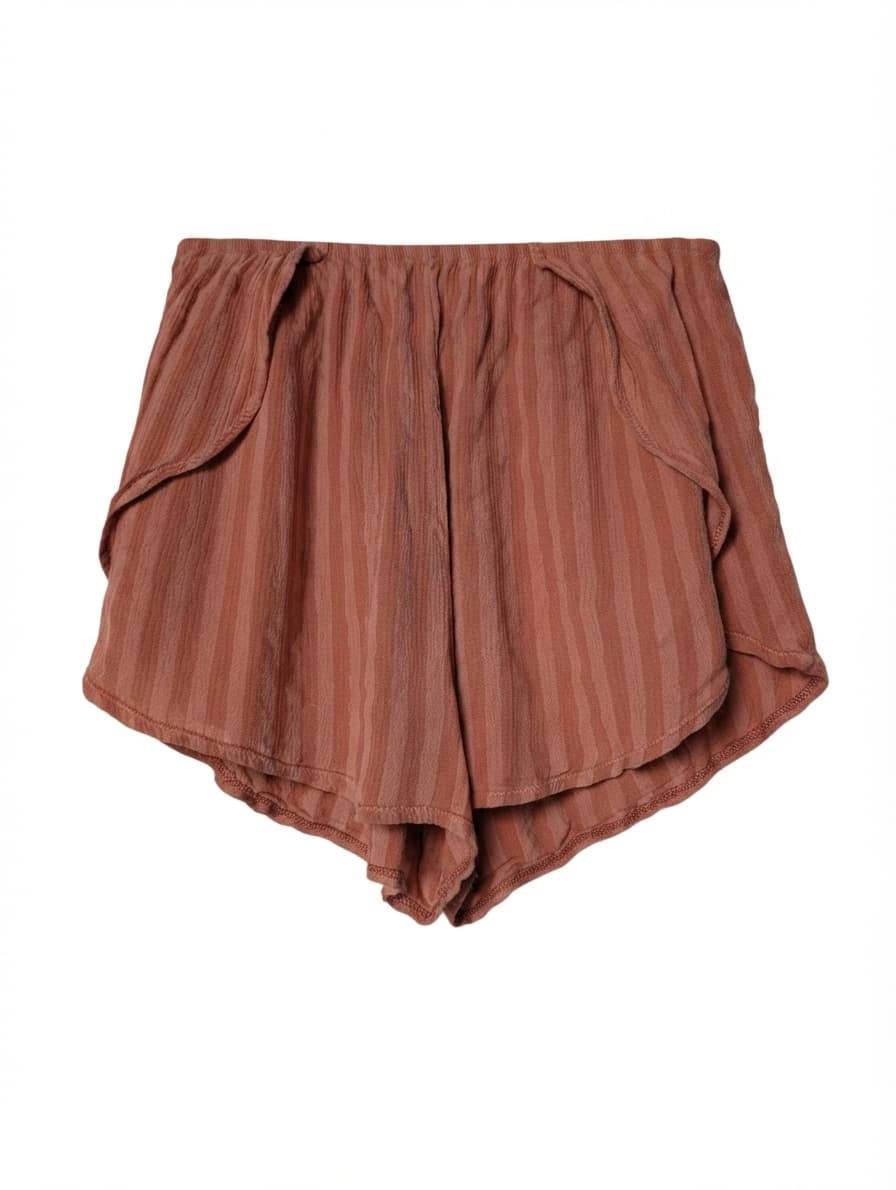 Zulu & Zephyr Striped Gauze Dolphin Hem Shorts Terracotta Size 10 — photo 1 of 8