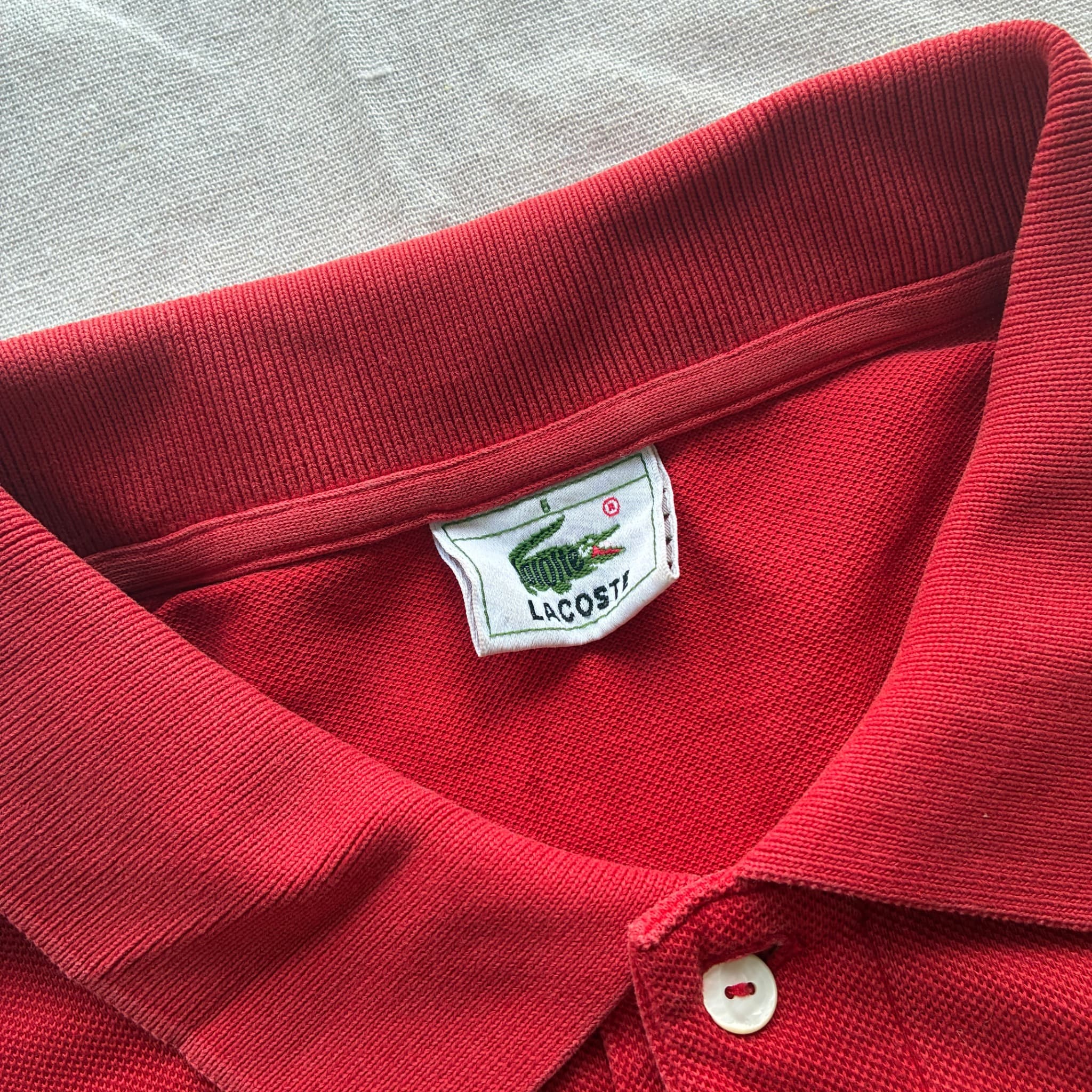 Lacoste Red Pique Polo Shirt Size 5 — photo 4 of 5