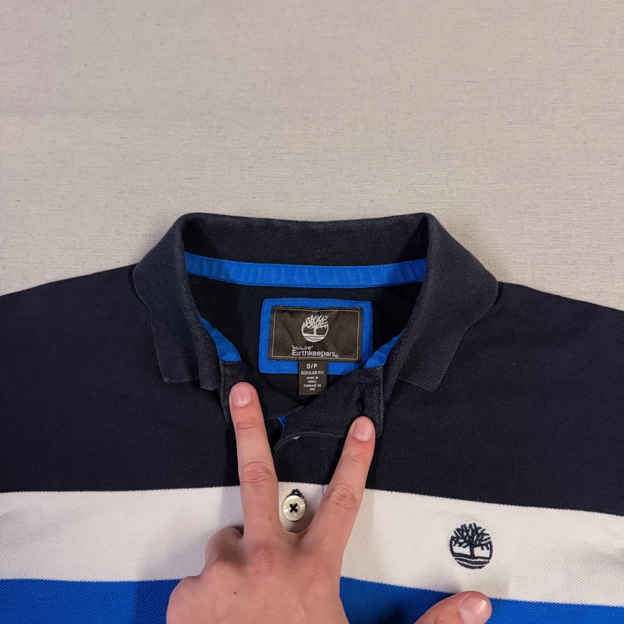 Timberland Earthkeepers Men's Colorblock Pique Polo Shirt Blue Black Size S — photo 2 of 6