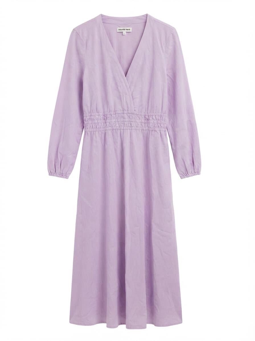 Country Road Lilac V-Neck Long Sleeve Smocked Waist Midi Dress Size 12