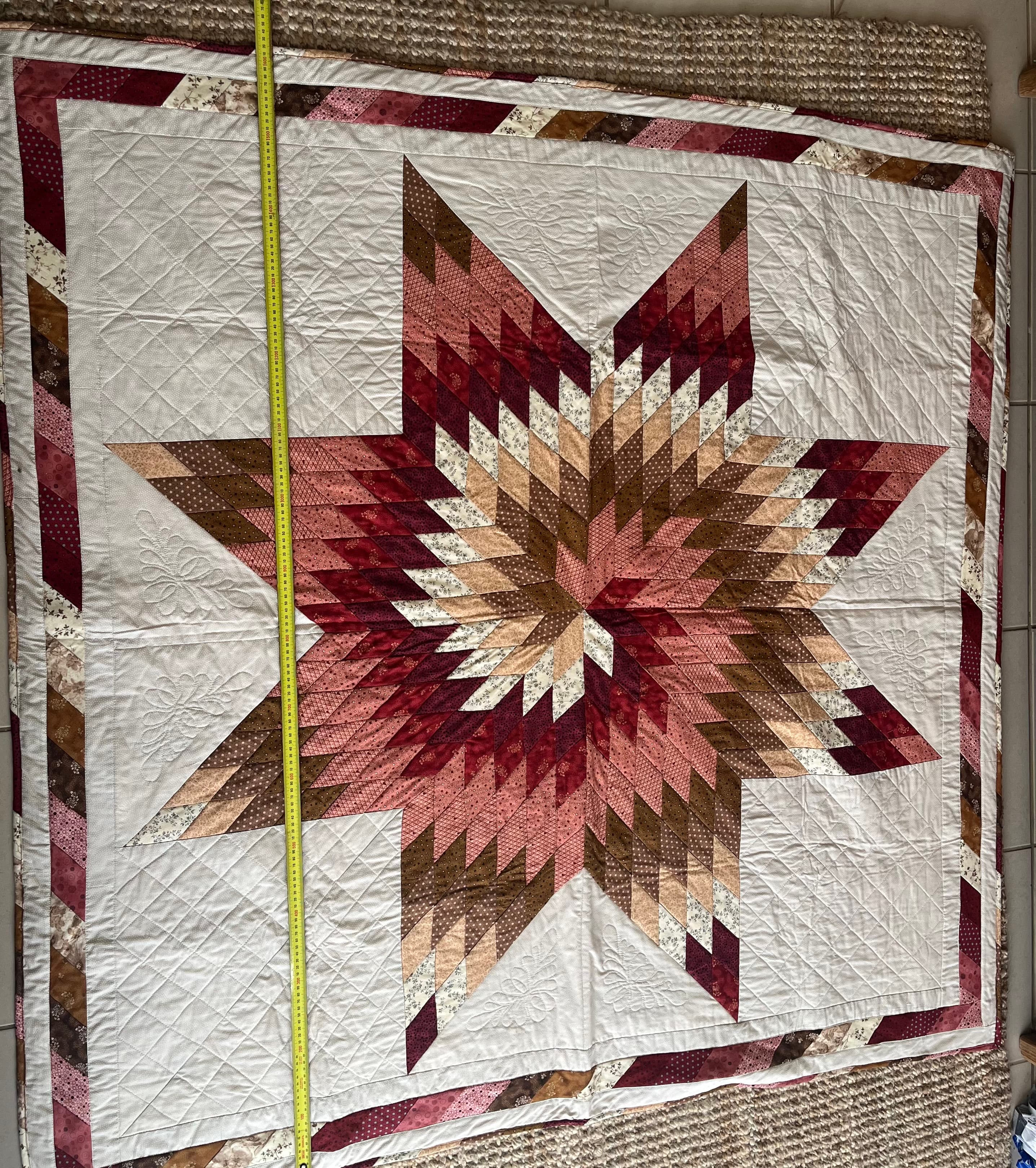 Handmade Lone Star Patchwork Quilt Multicoloured Bedspread — photo 4 of 6