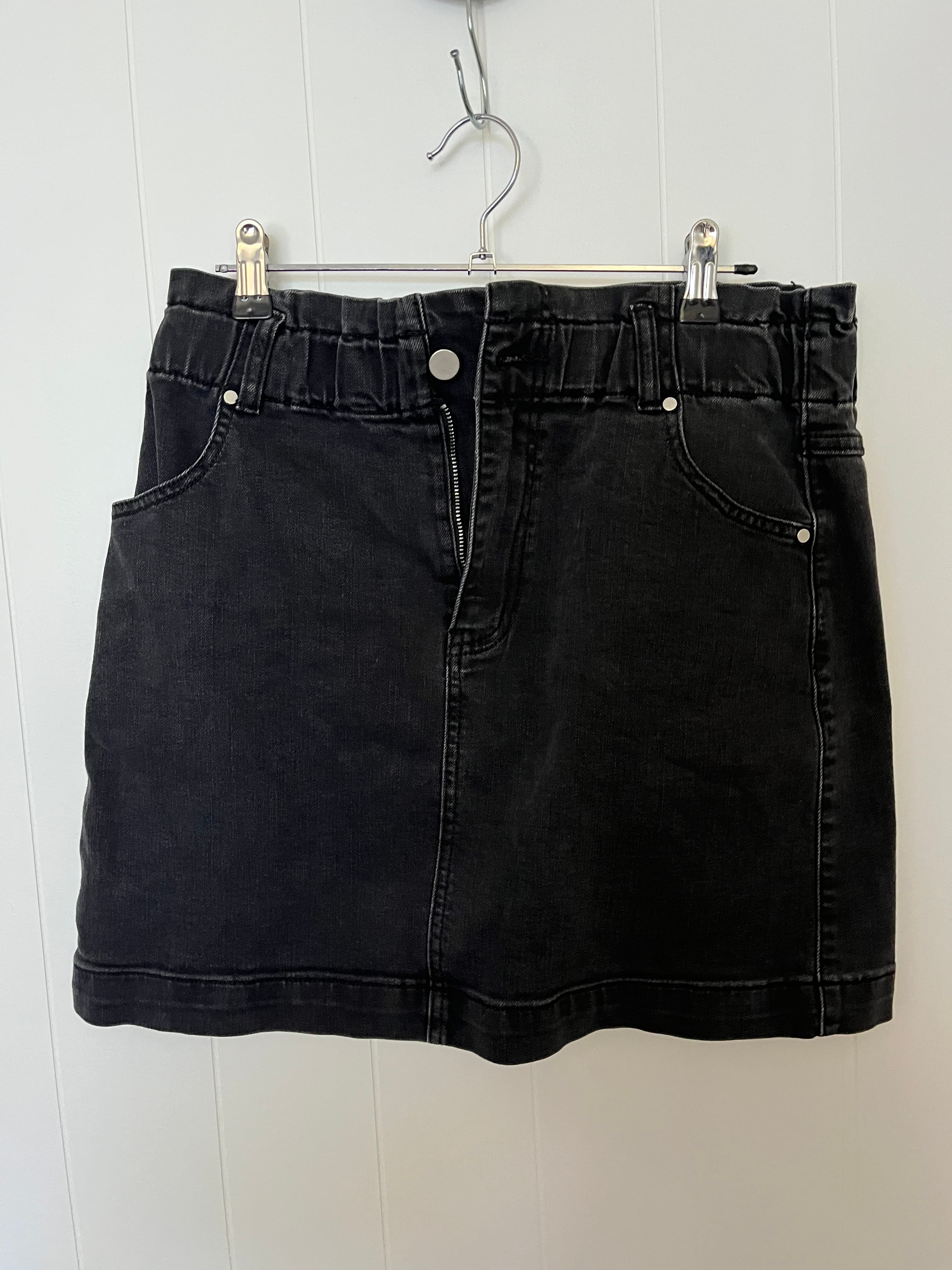 Seed Heritage Black Denim Paperbag Waist Mini Skirt Size 12
