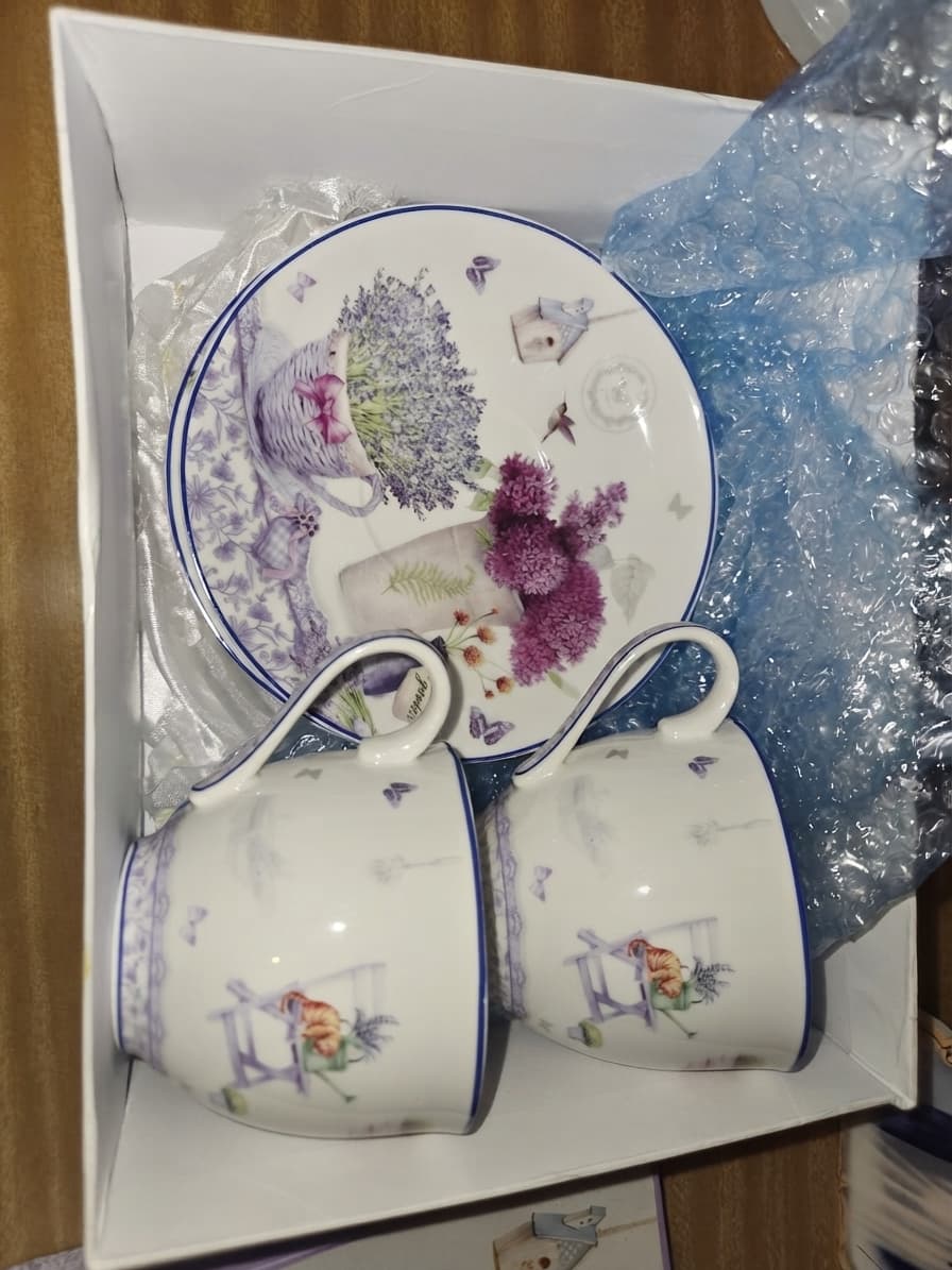 Lavender Garden Floral Fine Bone China Tea Cup and Saucer Set