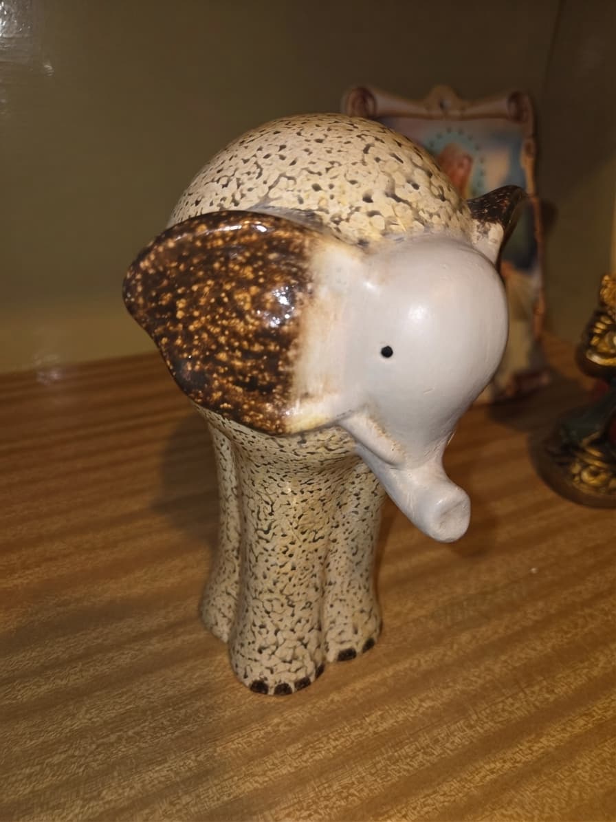Vintage Abacus Ceramic Elephant Figurine Mid-Century Modern Decor