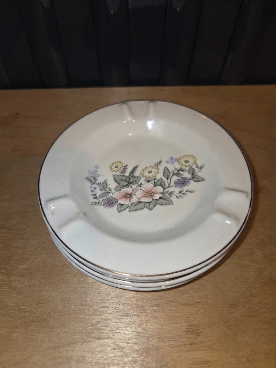 Vintage Schmidt Floral Ashtray with Silver Trim — photo 1 of 2