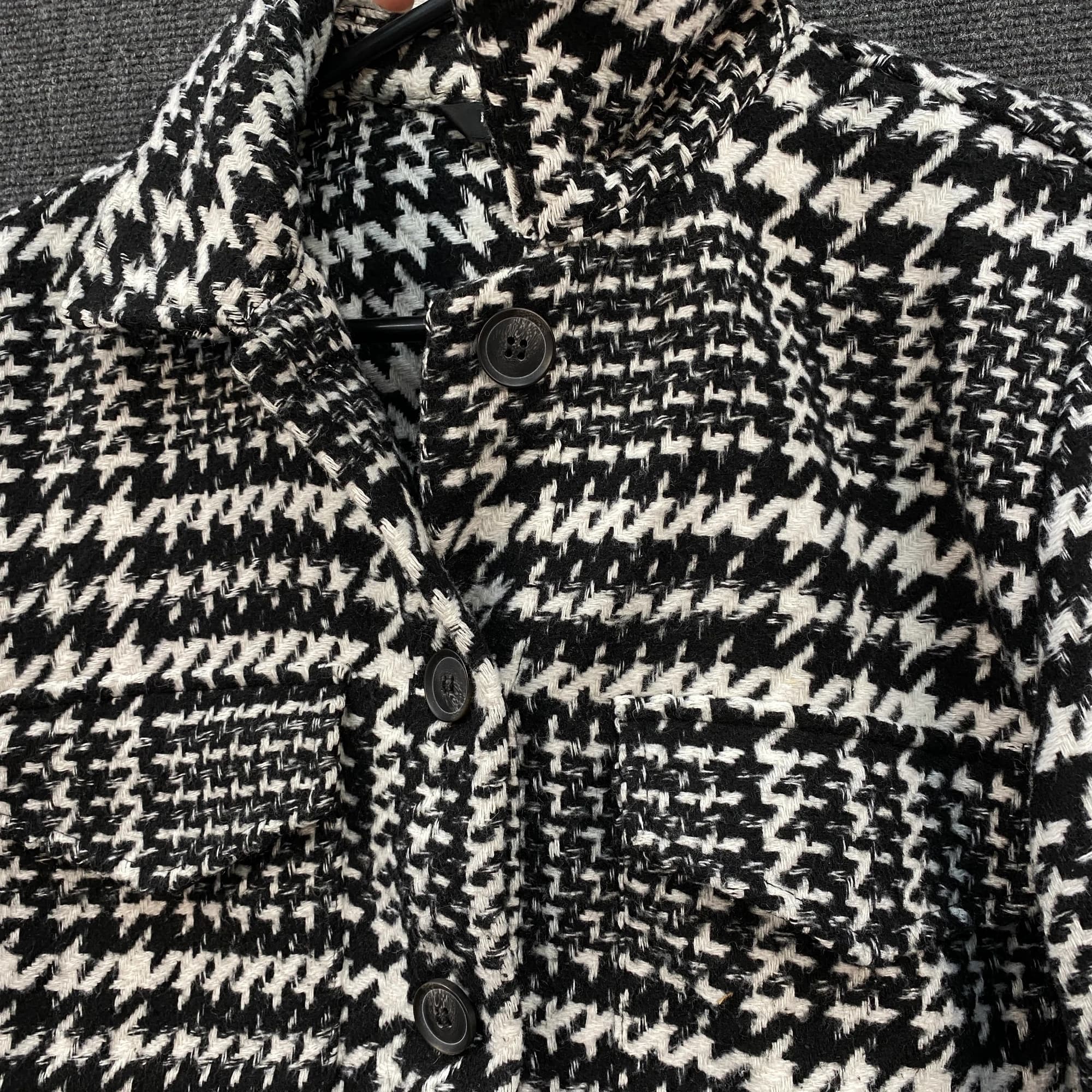 Forever New Petite Houndstooth Wool Blend Shacket Black White AUS 10 — photo 3 of 13
