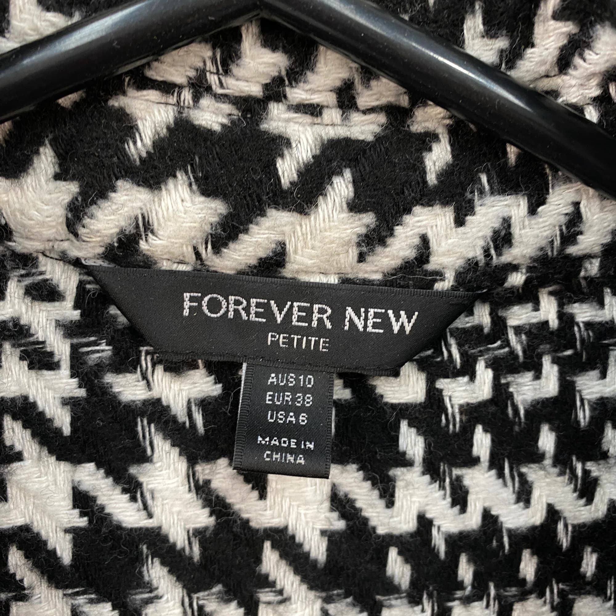 Forever New Petite Houndstooth Wool Blend Shacket Black White AUS 10 — photo 5 of 13
