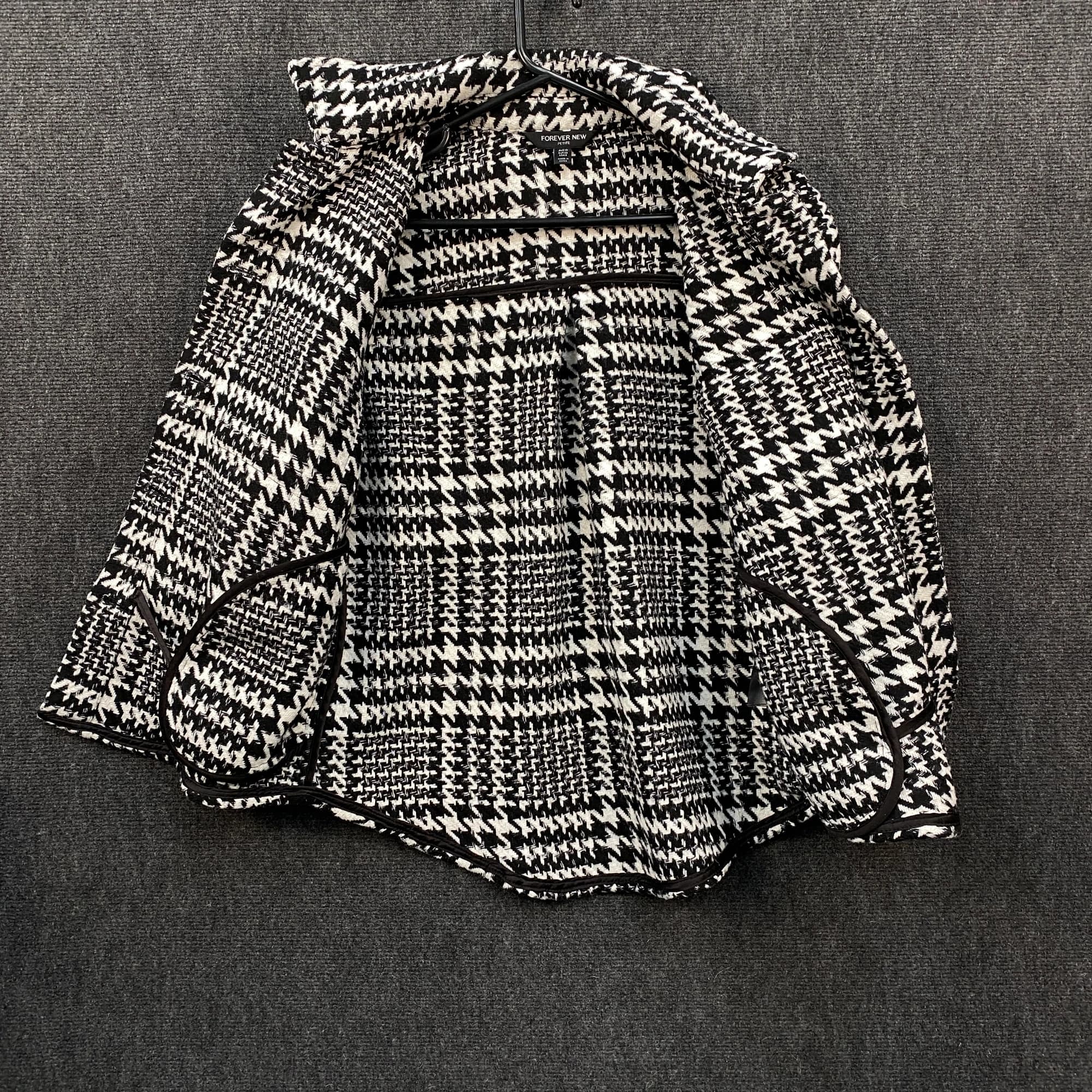Forever New Petite Houndstooth Wool Blend Shacket Black White AUS 10 — photo 6 of 13