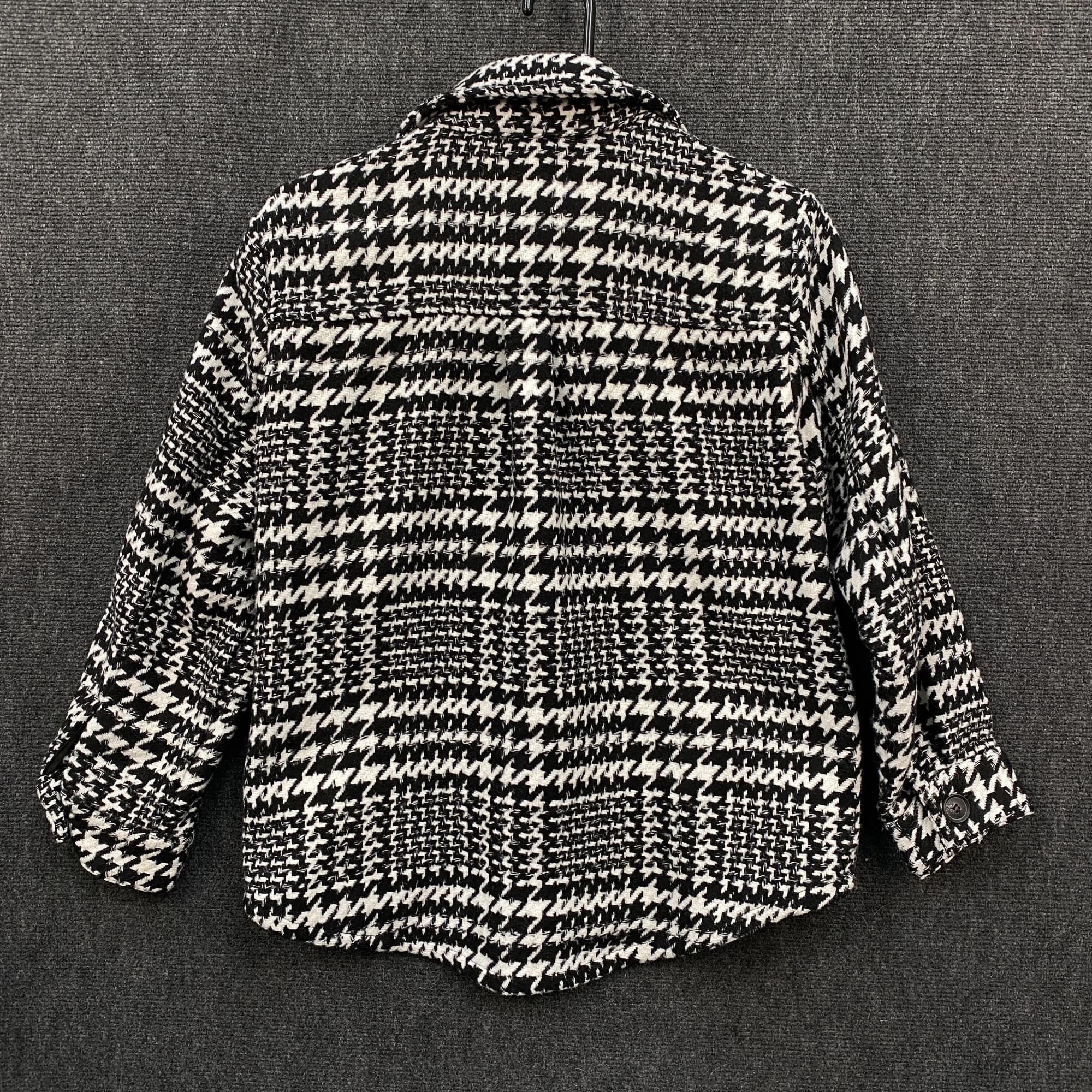 Forever New Petite Houndstooth Wool Blend Shacket Black White AUS 10 — photo 12 of 13