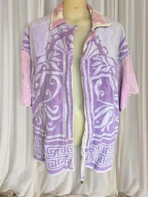 Vintage 90s Terry Cloth Beach Cover-Up Shirt - Purple Reign