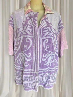 Vintage 90s Terry Cloth Beach Cover-Up Shirt - Purple Reign — photo 2 of 8