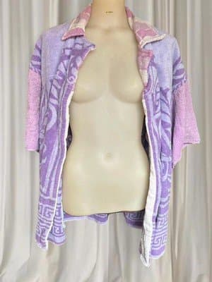 Vintage 90s Terry Cloth Beach Cover-Up Shirt - Purple Reign — photo 3 of 8