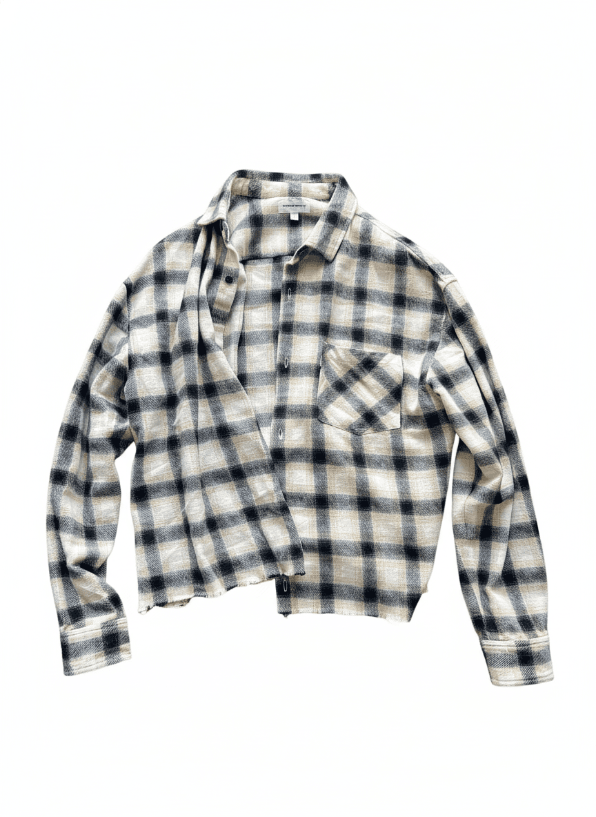 SPENCER PROJECT Cropped Plaid Flannel Shirt M — photo 1 of 2