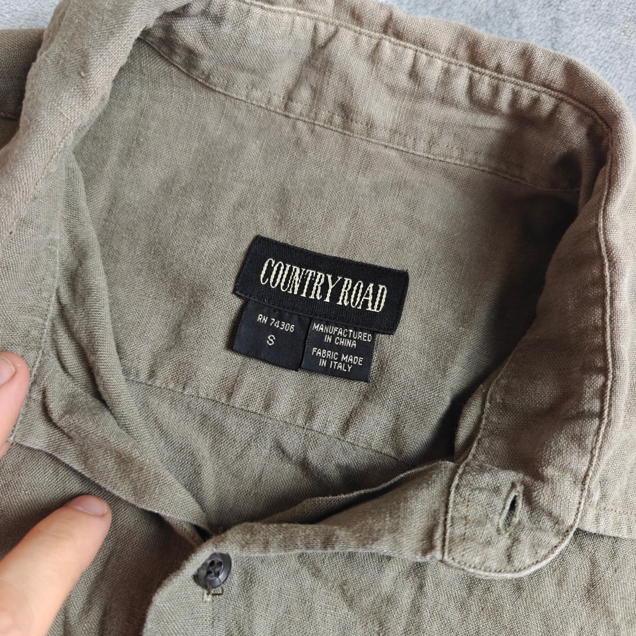 Country Road Men's Long Sleeve Linen Shirt Beige Size Small — photo 2 of 7