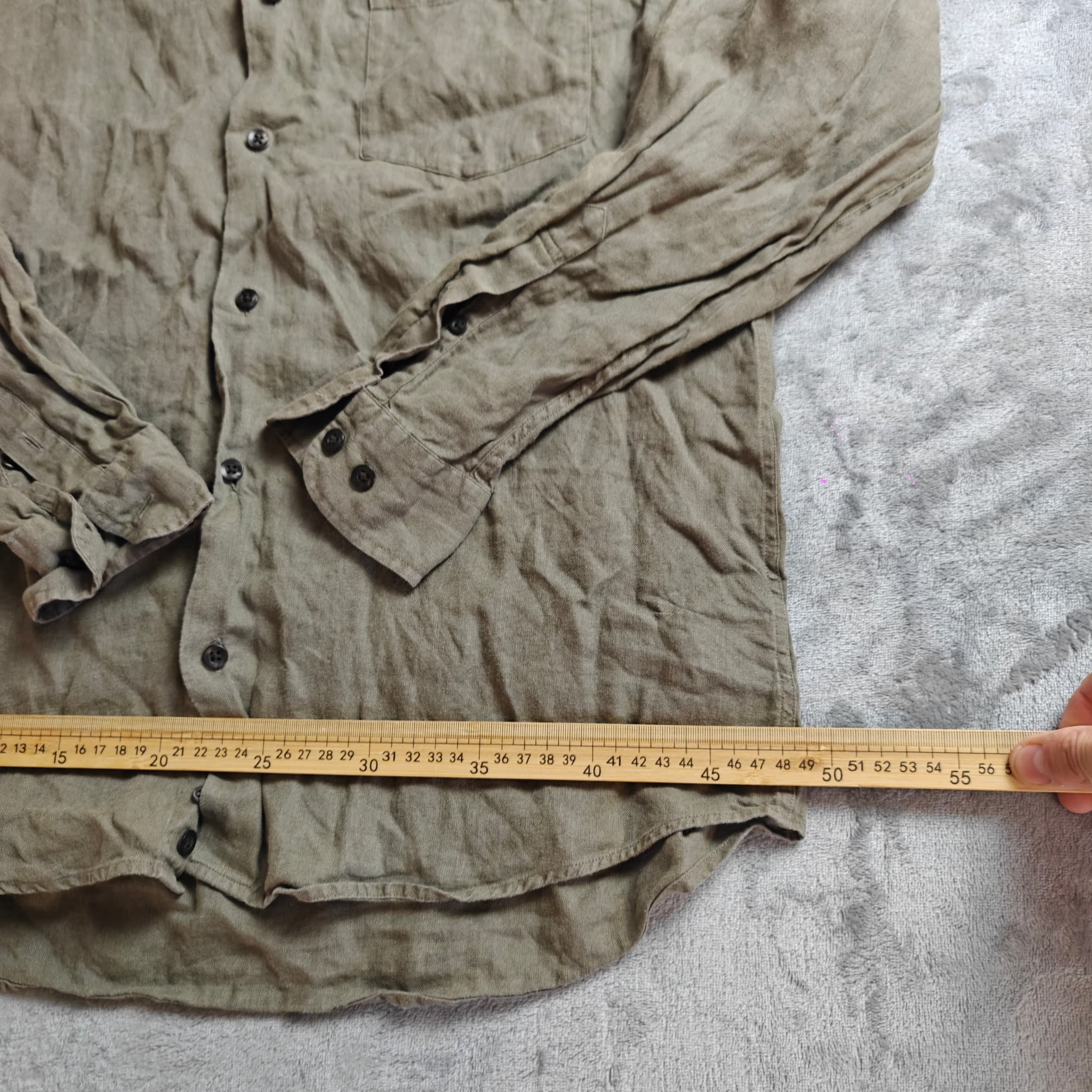 Country Road Men's Long Sleeve Linen Shirt Beige Size Small — photo 4 of 7